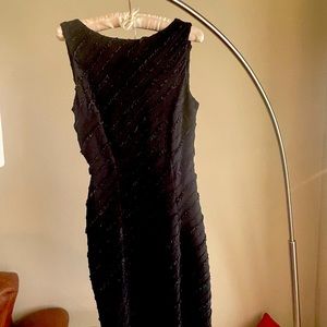 Black A line sleeveless ribbon dress